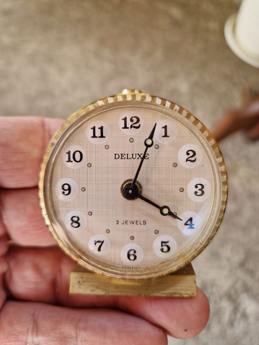 Рядък антикварен колекционерски бронзов мини будилник Deluxe