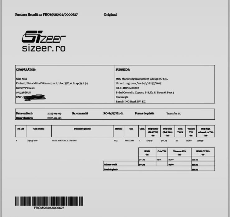 Nike Air Force 1 stare excelenta pret fix