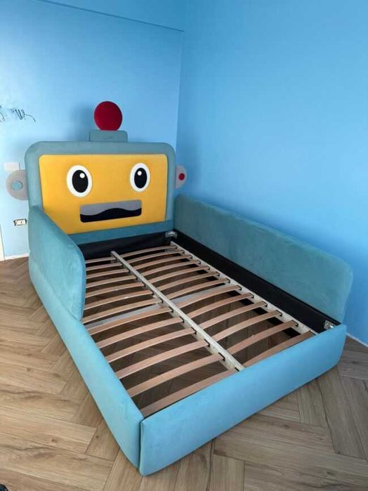 Pat tapitat Copii Robo de colt cu somiera fixa sau metalica