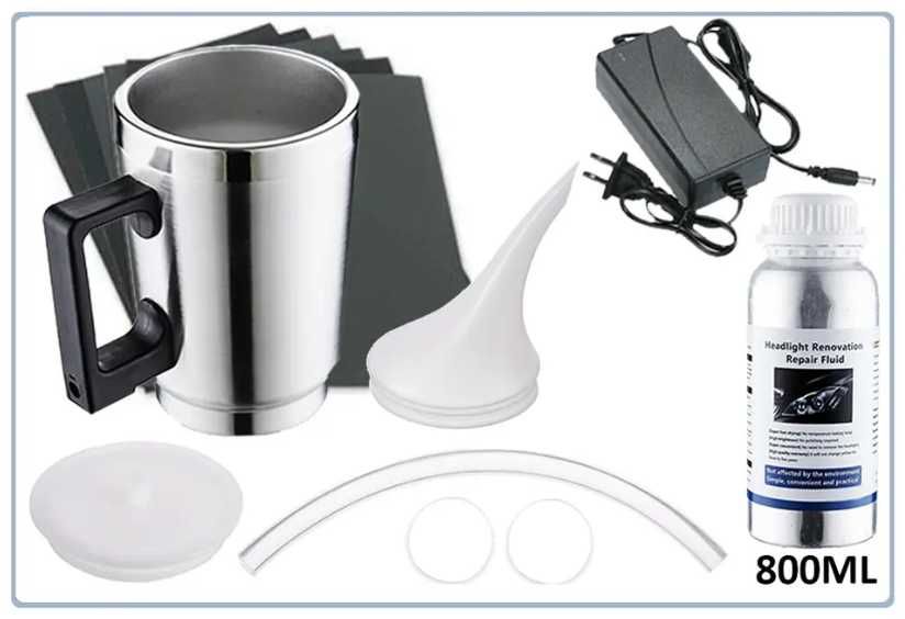 Комплект за Химическо полиране на фарове + 800 мл течен полимер