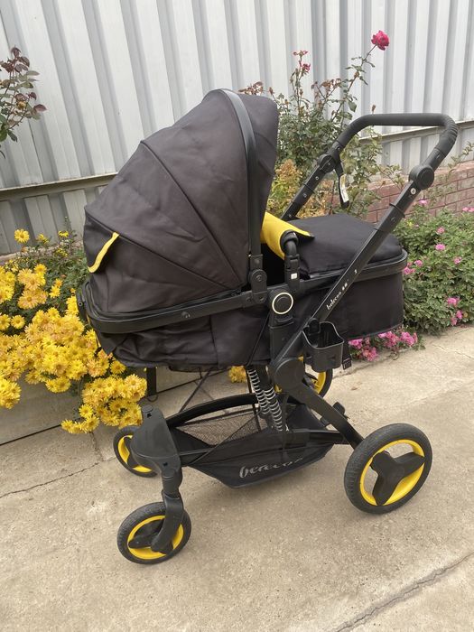 Коляска вместе с автокреслом 3 в 1 Belecoo X6, черный, желтый