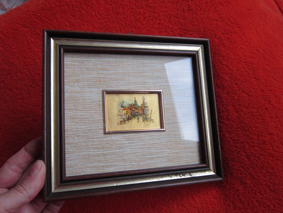 cadou rar Italia 1970 Peisaj pe foita de aur miniatura