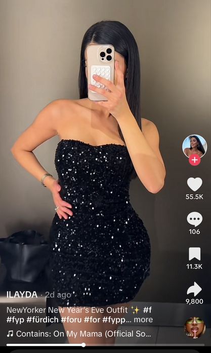 Блестяща празнична черна рокля, ХС, 34