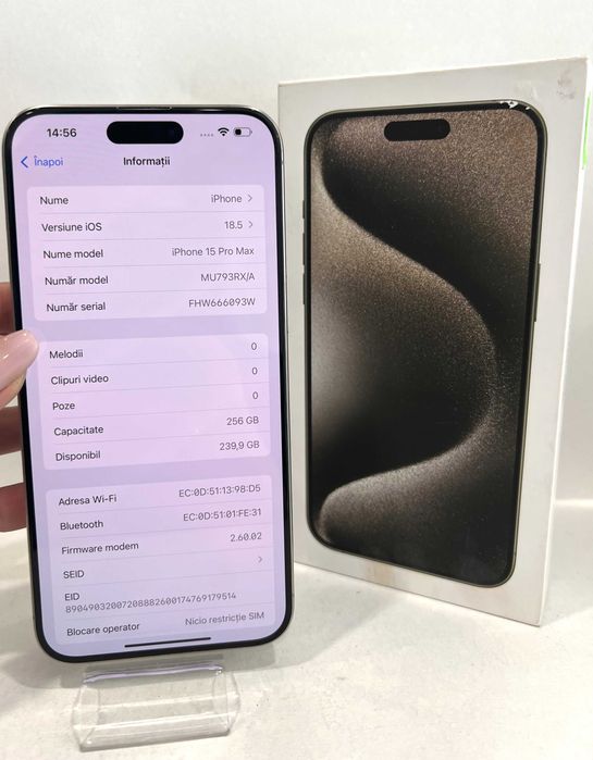 iPhone 15 Pro Max,256GB, garantie, Natural Titanium!