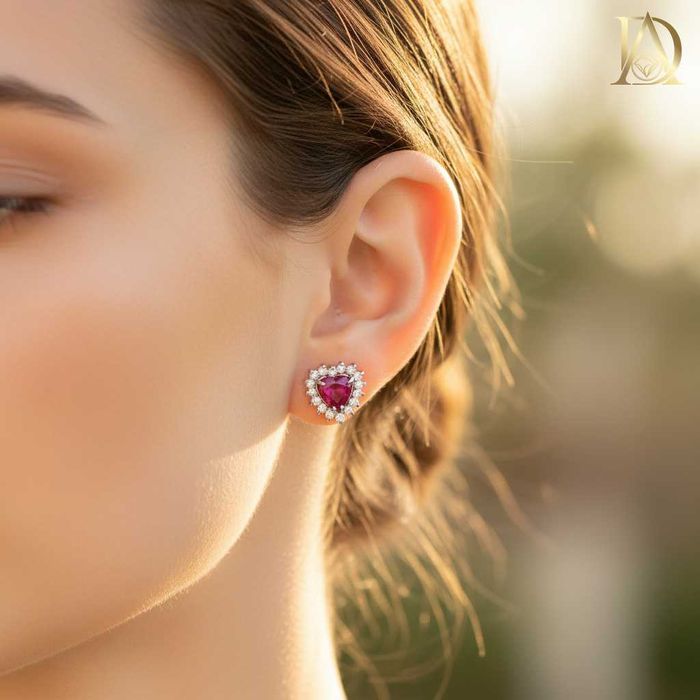 Нови Златни Обеци с 2.00кт Естествени Рубини и 0.38кт Естествени Диама