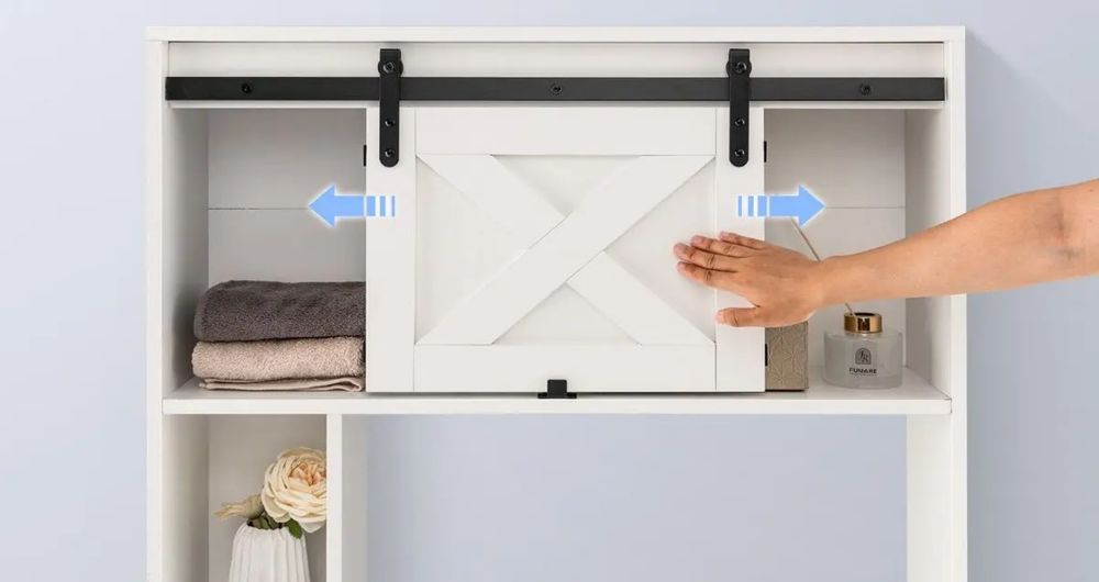 Шкаф за баня Costway над тоалетната с плъзгаща се врата и рафтове