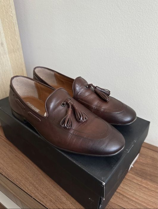 Mocasini din piele Denis, maro inchis, barbati, marimea 41