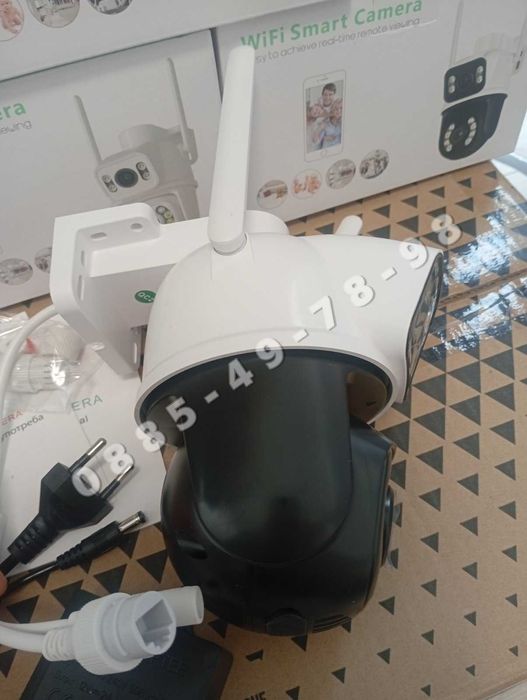 ICSEE. 12MP ULTRA HD  КАМЕРА С ДВА ОБЕКТИВА, ДВОЕН ЕКРАН (dual-screen  camera). Двойна камера. Въртяща се BULET + PTZ Водоустойчива за външна употреба