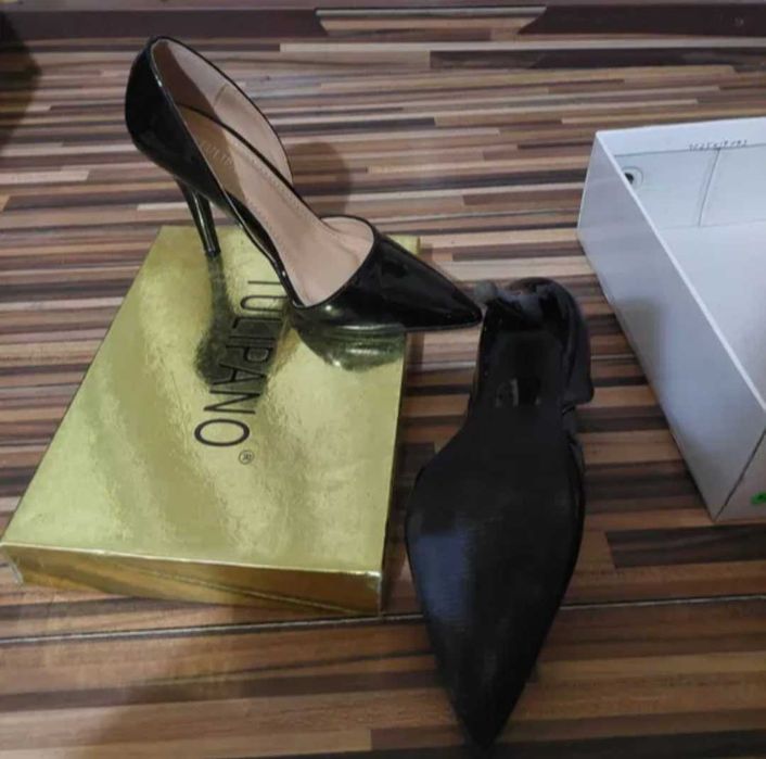 Pantofi piele ecologica lacuită casual