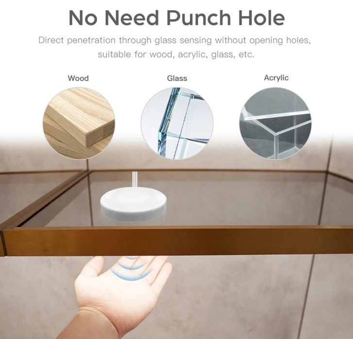 Întrerupător smart touch penetrabil lemn sticla trei funcții 12/24 v