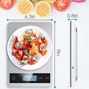 Акумулаторна кухненска везна 15 кг Лед с иноксово покритие