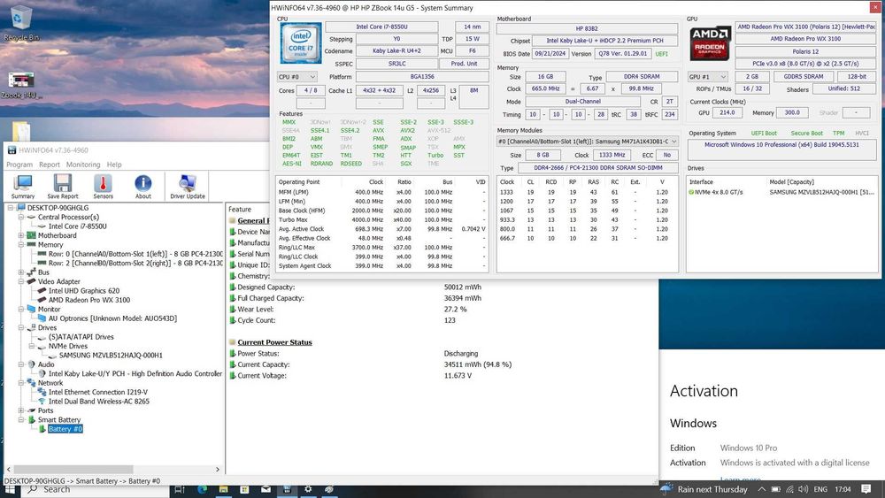 HP ZBook 14u G5 FHD IPS i7-8550U/512GB/16GB/AMD 2GB/4G LTE