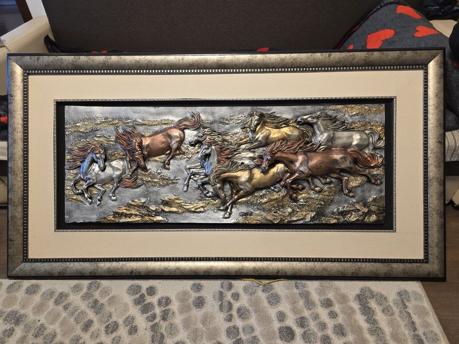 Tablou / Decor perete Basorelief Cai (160x85 cm)