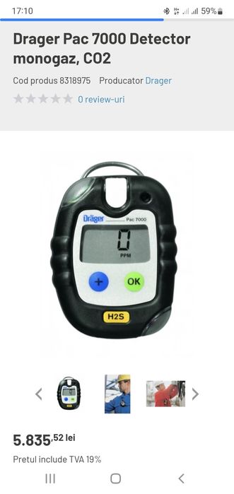 Detector CO2 Dräger PAC7000 la superpret