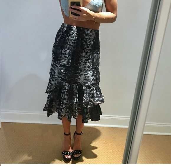 fusta Isabel Marant H&M, matase naturala, 38 / S, bohemian