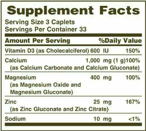 Calcium magnesium zinc 100cap USA