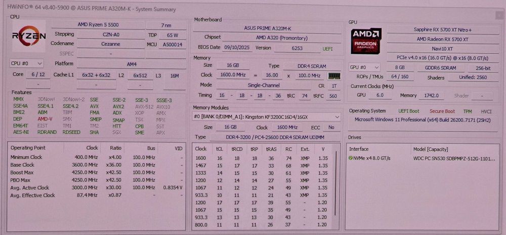 PC Gaming RX 5700XT, R5 5500, 16gb, ssd 500