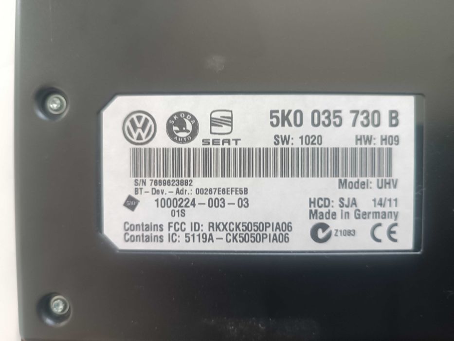 Блутут модул Шкода Фолксваген / Bluetooth Skoda, VW  5K0035730B