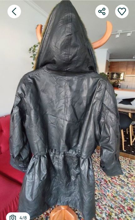 Geacă din piele naturală si blană de nurca, cu gluga