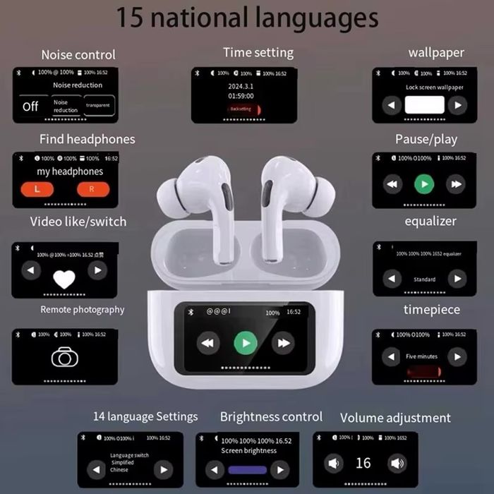 AirPods Pro 2 ANC/ENC ekranli naushnik Беспровадная наушник A9Pro