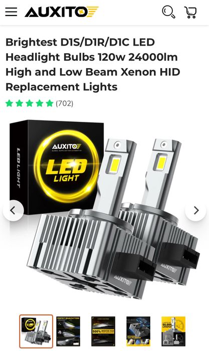 AUXITO SET D1s Led 120w 24000 lumeni canbus 6000k super alb