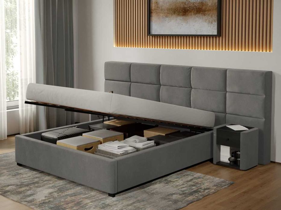 Pat Cico de 190 rabatabil 287 x 114 C2 din piele/stofa Gri Falcone 21