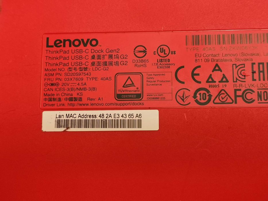 Lenovo Dock ThinkmPad USB-C Gen2 fuctional si cu incarcator