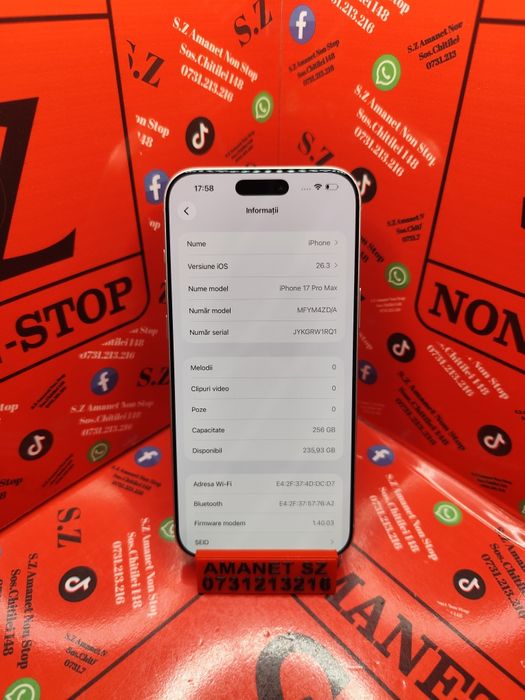 iPhone 17 Pro Max Amanet SZ Non Stop