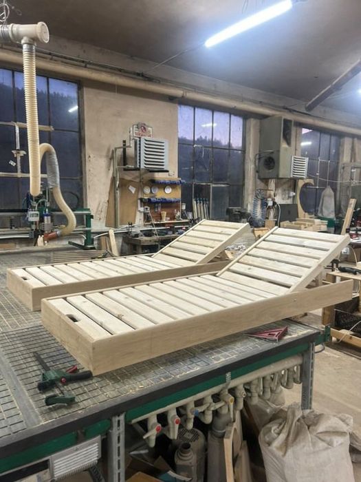 Масивен дървен шезлонг микс дъб и смърч