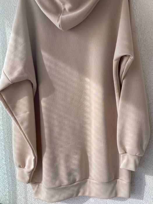 Hanorac lung/gen rochie, buzunare, gluga, bej, nou, S/M, 'Answear.ro'