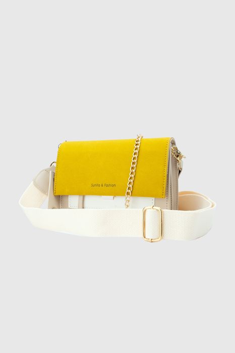 НОВО! ЛИКВИДАЦИЯ! Дамска чанта с велурен капак-жълто