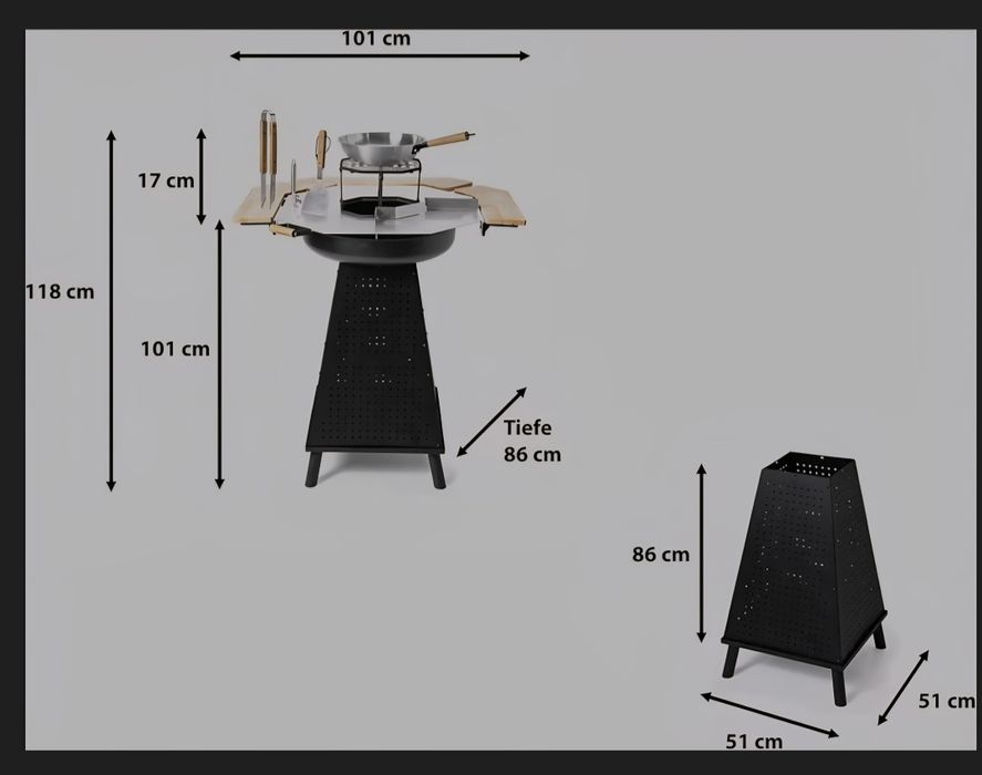 Барбекю на дървени въглища 2v1