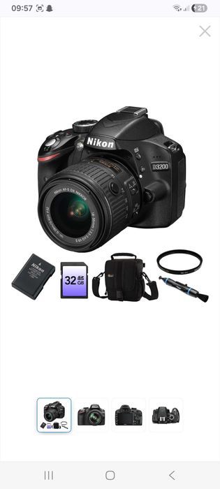 Nikon dsrl 3200+ baterie rezerva,trepied,geanta,card memorie