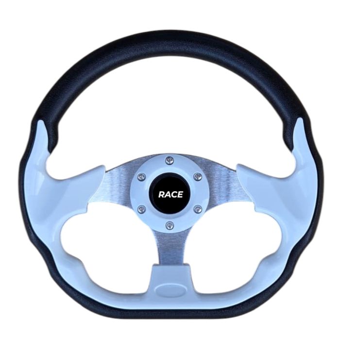 Volan sport alb universal cu buton de claxon