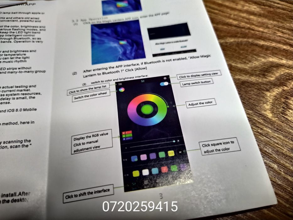 Kit Banda Led DIGITALA 5050 RGB IP65 / 5m cu Bluetooth +Telecomanda RF