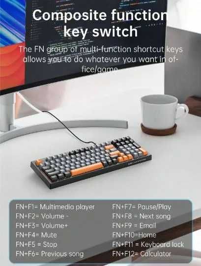 VK98 Проводная игровая клавиатура с RGB-подсветкой