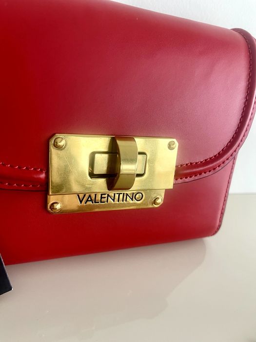 Valentino by Mario Valentino мини чанта-100 % естествена червена кожа