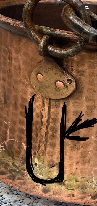 Ceaun  - oala  cupru 6 l alimentar lucrat manual