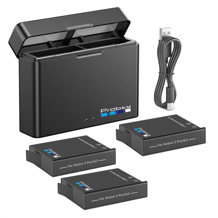 Set 3 acumulatori + incarcator dublu camere DJI Osmo Action 5 Pro 4 3