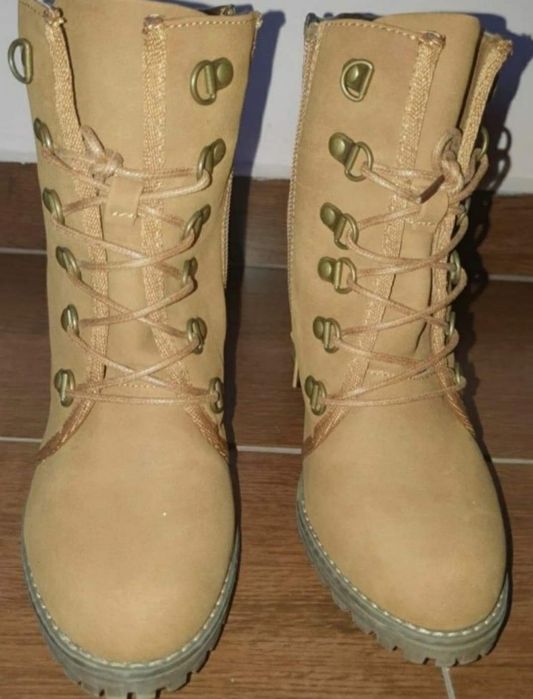 Botine ghete bej cu toc dama 37