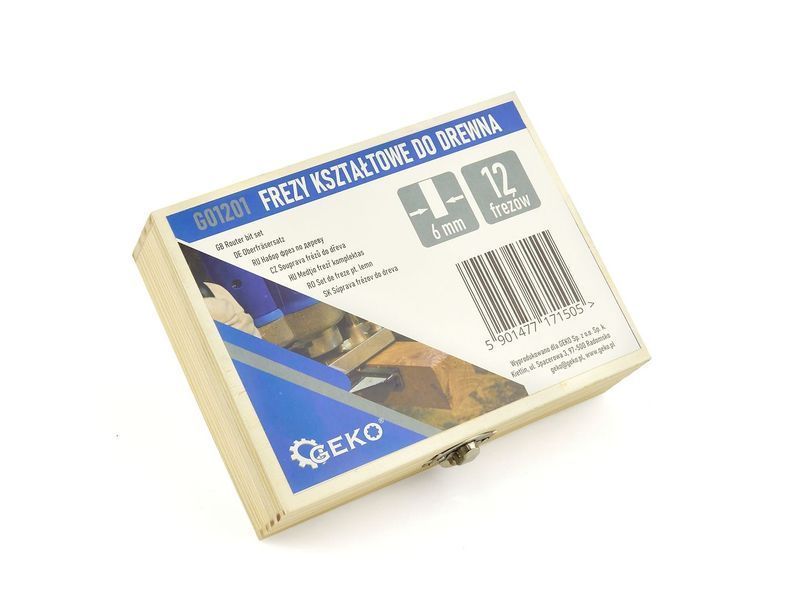 Комплект 12 фрези за дърво с диаметър 6 мм - hss - geko