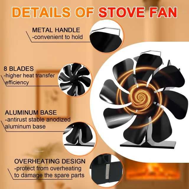 Ventilator pentru sobă pe lemne Tomersun