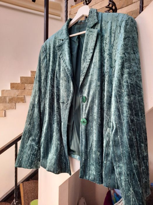 Jachete de iarna cu gluga, XL,XXL,Jacheta catifea rosu/verde cu paiete