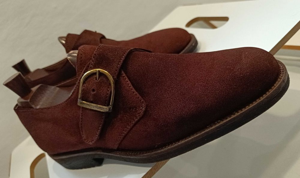 Pantofi monk 41 premium suede Emidio Oddi piele naturala moale