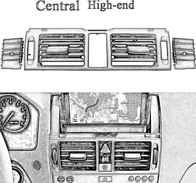 Преден централен въздуховод, Mercedes, W204, С Навигация, Черен