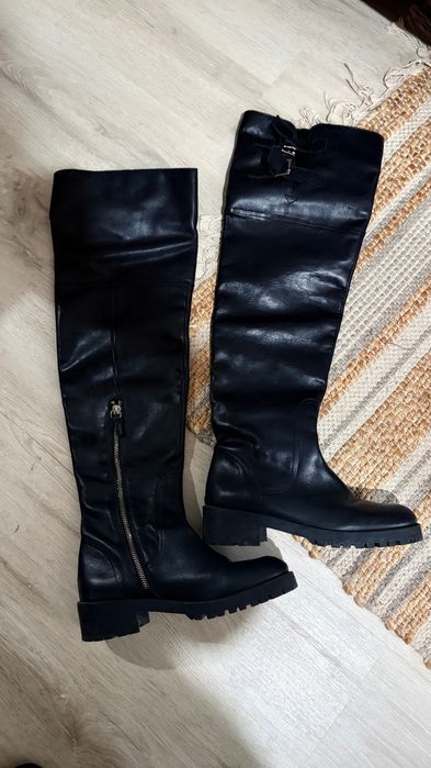 Cizme Zara piele naturală înalte 36 excelente