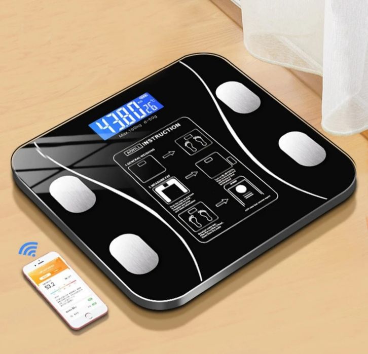 Cantar Corporal Inteligent,Electronic,Aplicatie Telefon,0.3-180 kg,Nou
