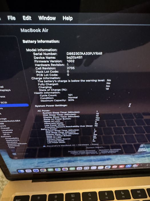 Macbook Air M1 8GM 256SSD Gold