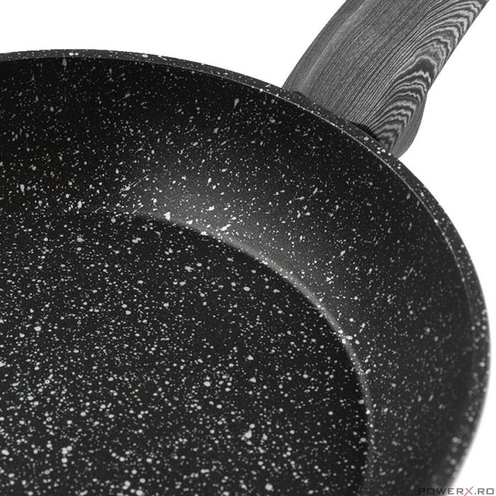 Tigaie din aluminiu, marmorata, invelis antiaderent, 26 cm, neagra,