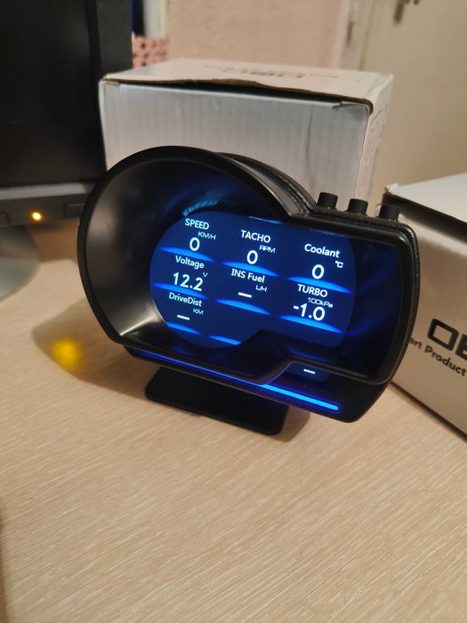 1г. ГАРАНЦИЯ A501 Car HUD OBD2 Километраж Бордови Компютър Турбо Уред Температура Масло Температура Обороти Диагностика Трип Компютър Дисплей OBD 2